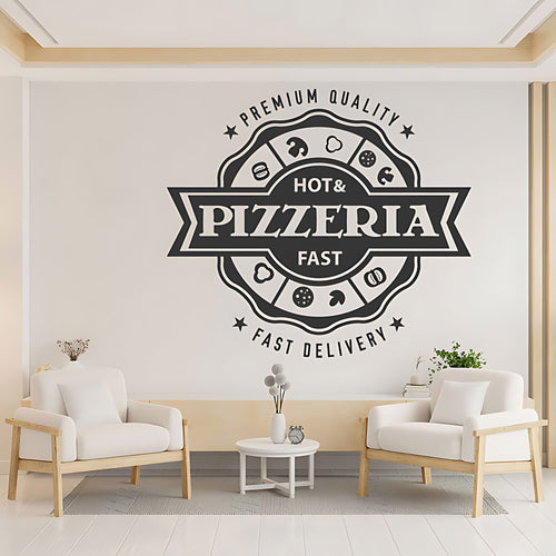Pizzeria Hot and Fast Wall Sticker – Premium Quality Pizza Badge Decal
