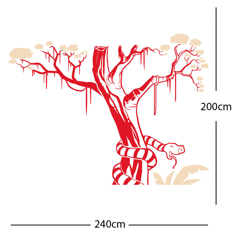 large tree with snake wall sticker