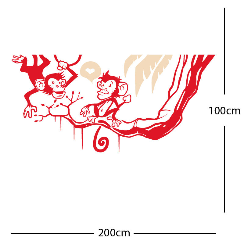 monkey in tree funny wall sticker