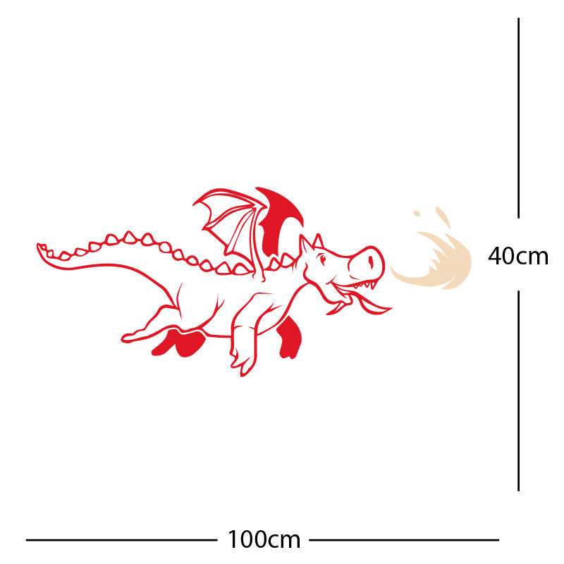 dragon with flames wall sticker