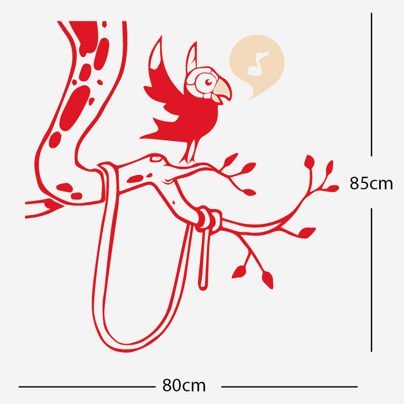 parrot in tree corner wall sticker