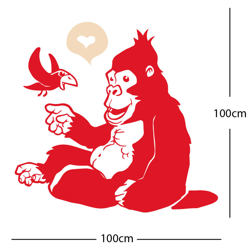 gorilla with bird cute wall sticker