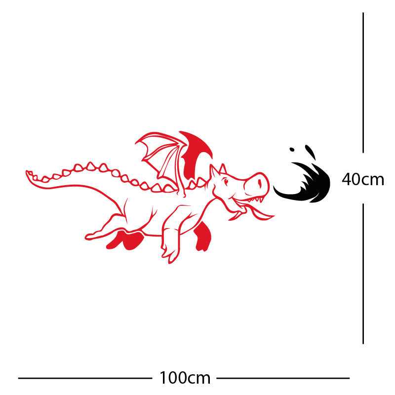 dragon with flames wall sticker