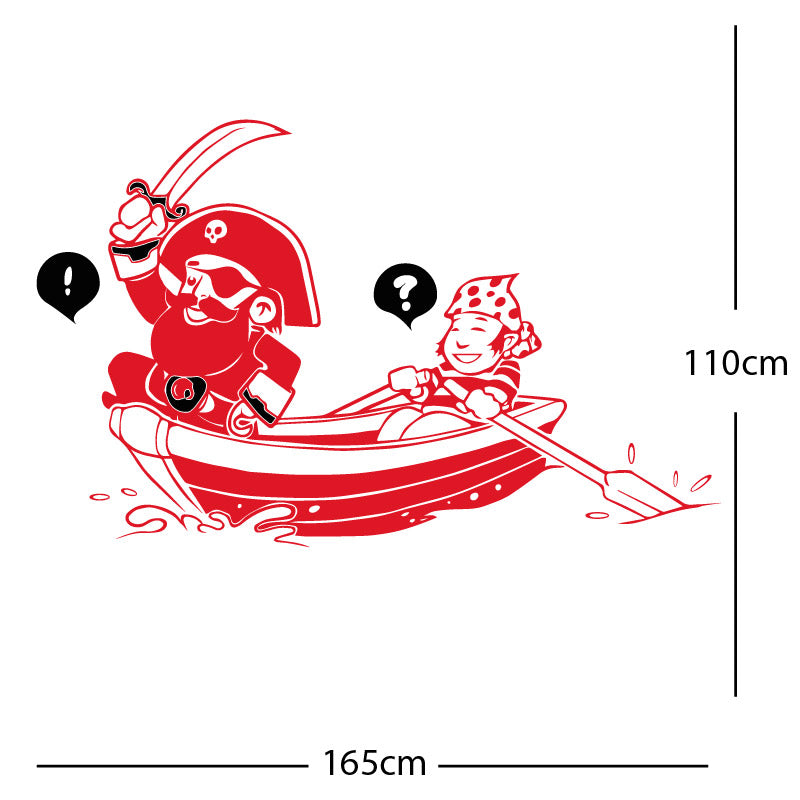 pirate boat and cabin boy wall sticker