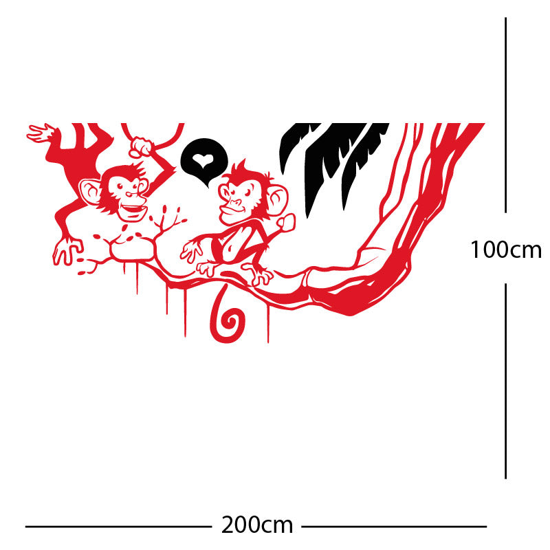 monkey in tree funny wall sticker