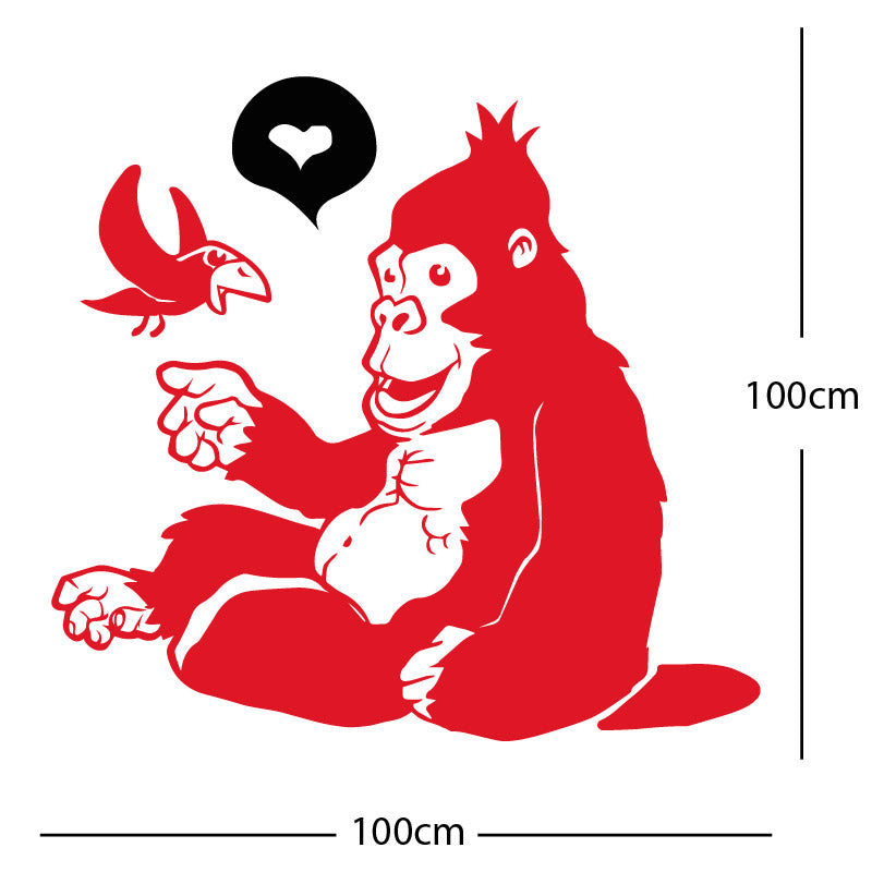 gorilla with bird cute wall sticker
