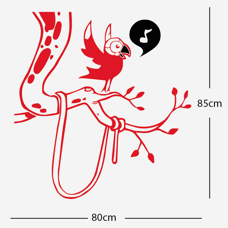 parrot in tree corner wall sticker
