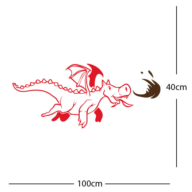 dragon with flames wall sticker
