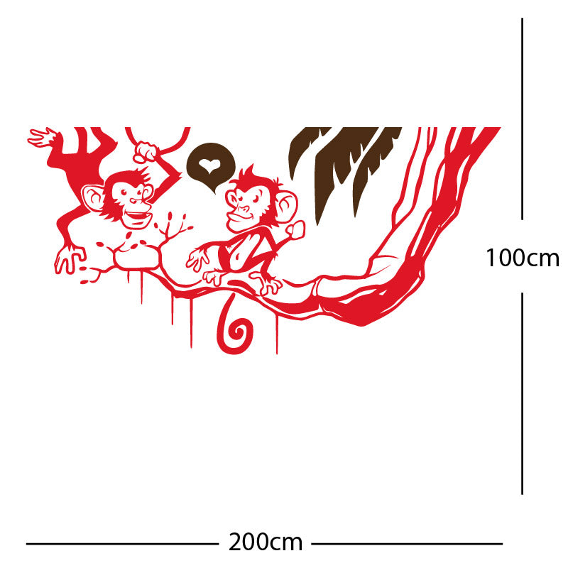 monkey in tree funny wall sticker
