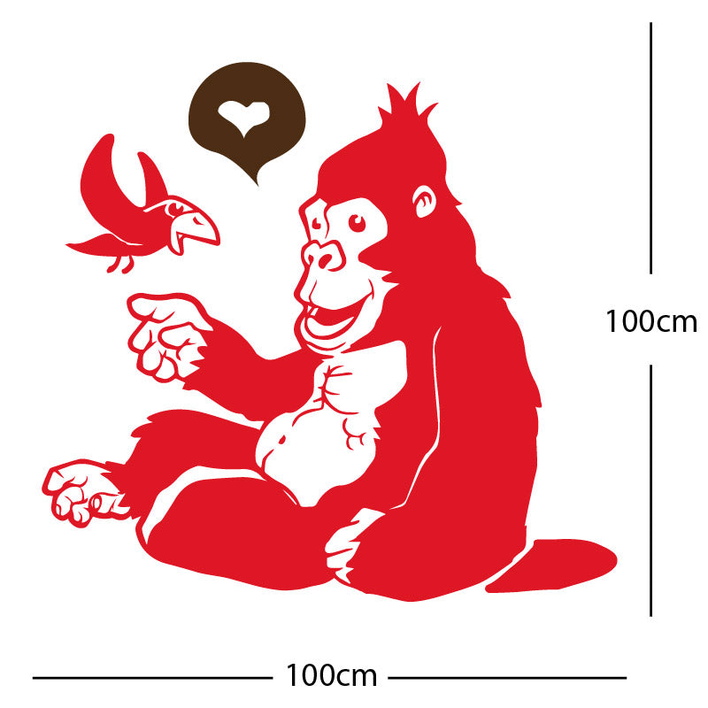 gorilla with bird cute wall sticker