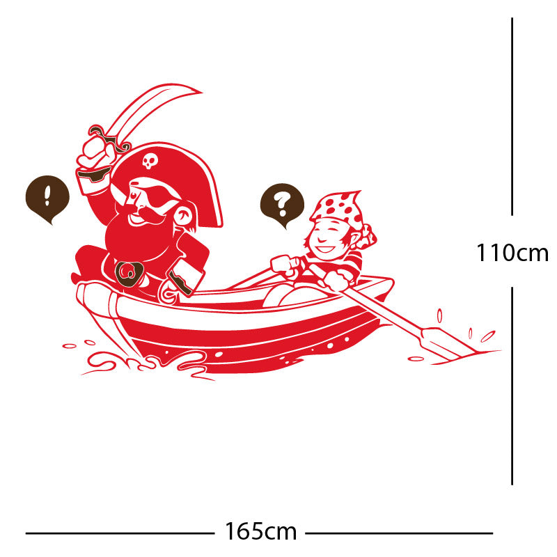 pirate boat and cabin boy wall sticker