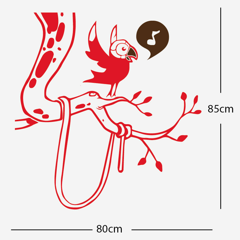 parrot in tree corner wall sticker