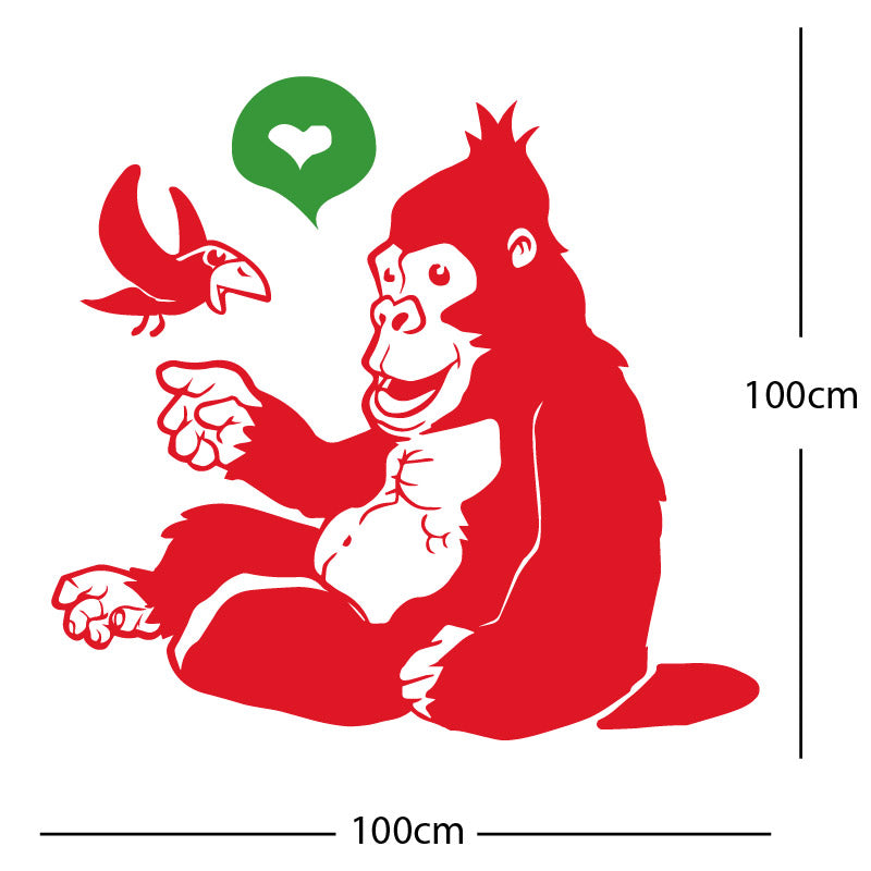 gorilla with bird cute wall sticker