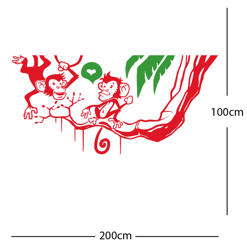 monkey in tree funny wall sticker