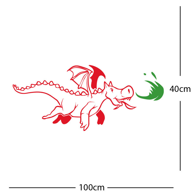 dragon with flames wall sticker