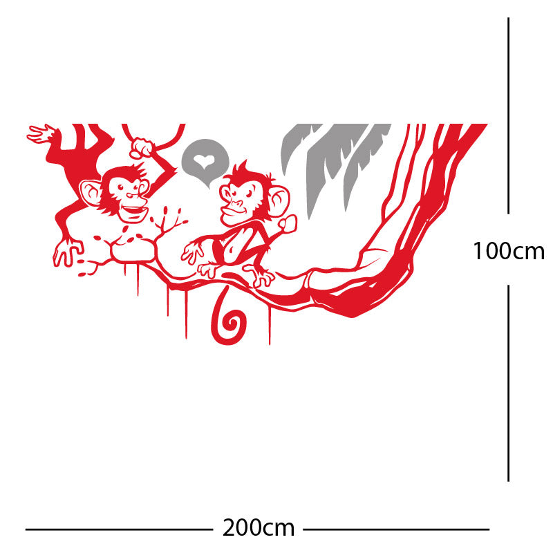 monkey in tree funny wall sticker