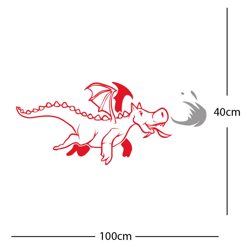 dragon with flames wall sticker