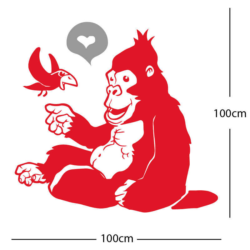 gorilla with bird cute wall sticker
