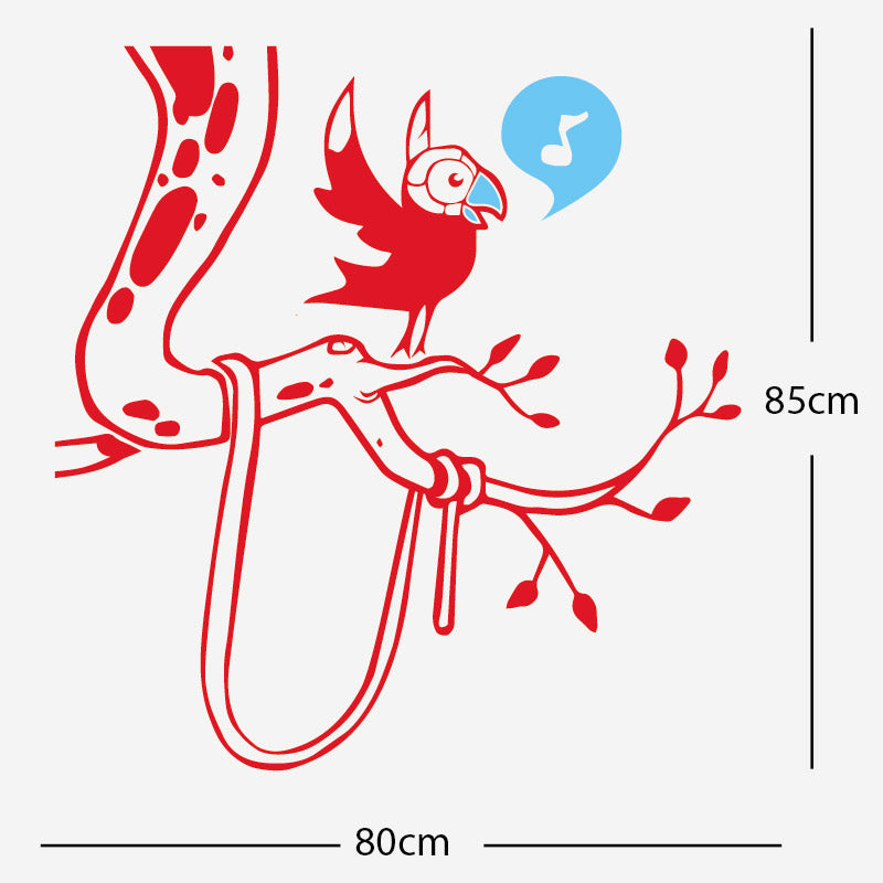 parrot in tree corner wall sticker