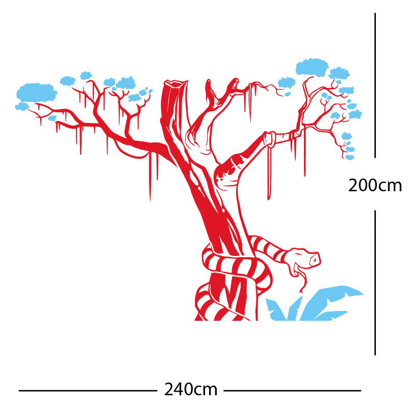 large tree with snake wall sticker
