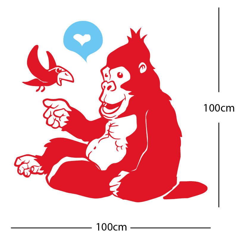 gorilla with bird cute wall sticker