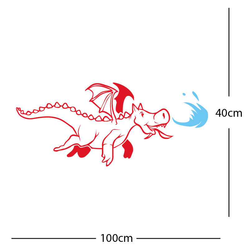 dragon with flames wall sticker