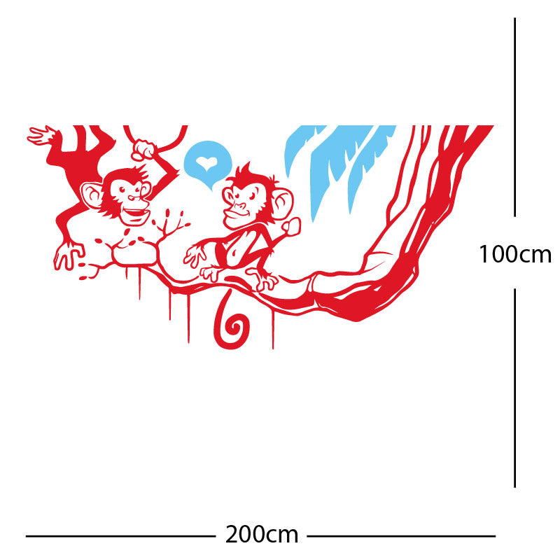 monkey in tree funny wall sticker