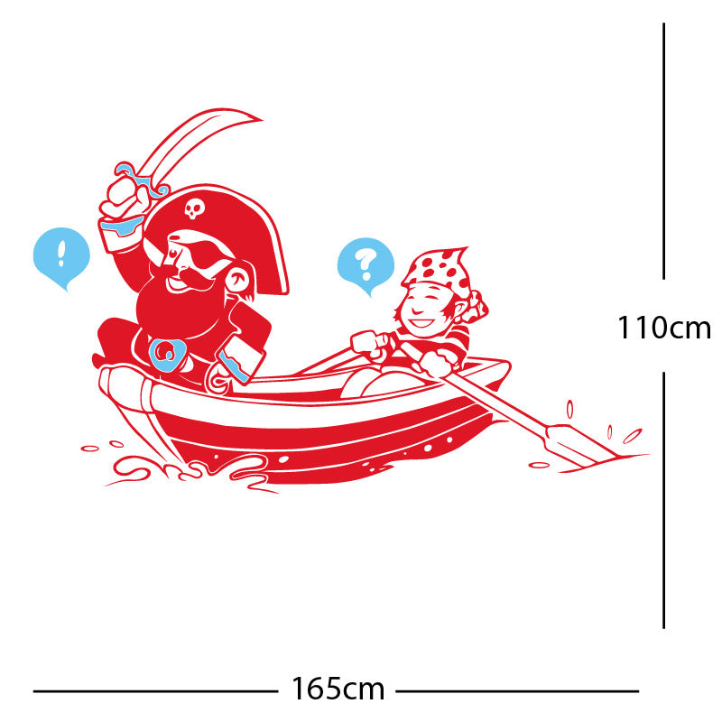 pirate boat and cabin boy wall sticker