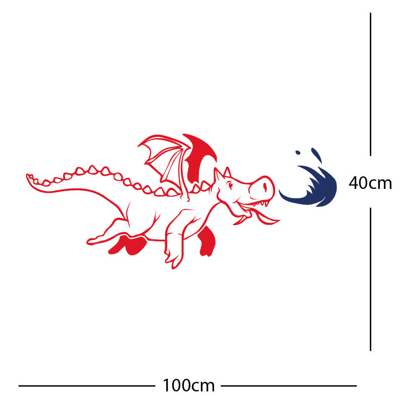 dragon with flames wall sticker