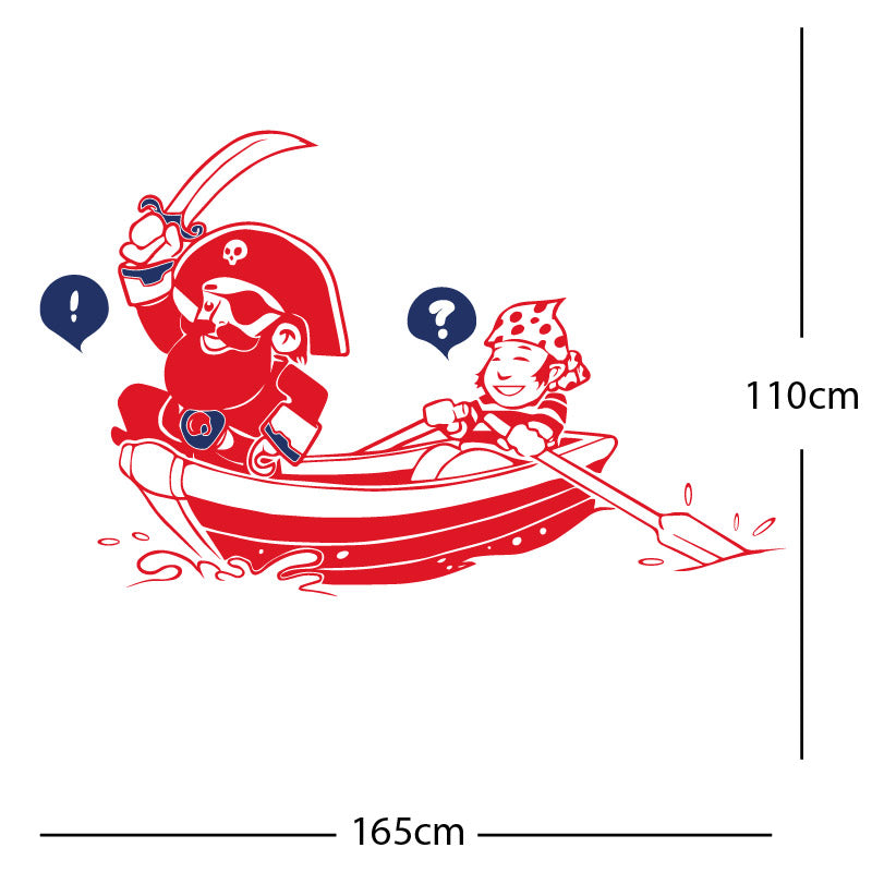 pirate boat and cabin boy wall sticker