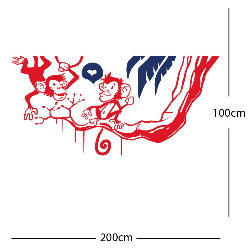 monkey in tree funny wall sticker