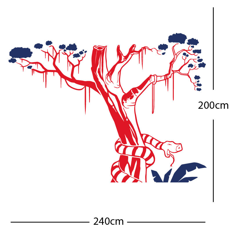 large tree with snake wall sticker