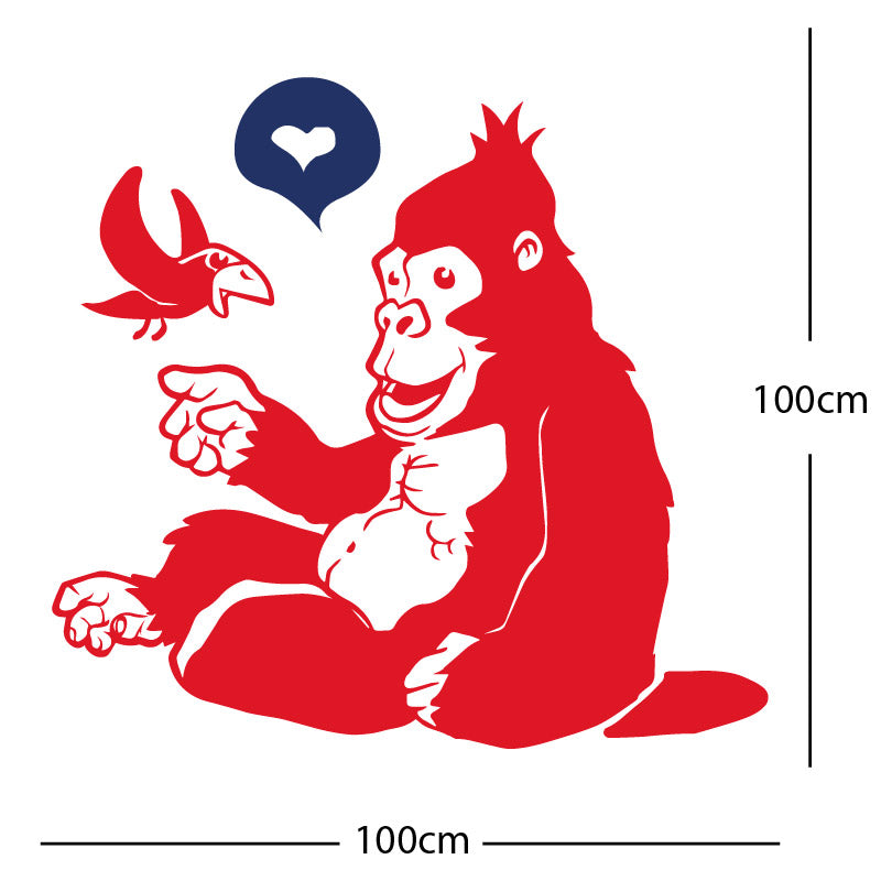 gorilla with bird cute wall sticker