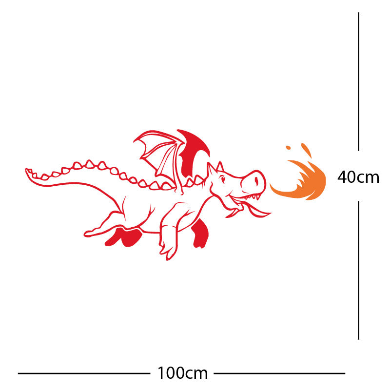 dragon with flames wall sticker