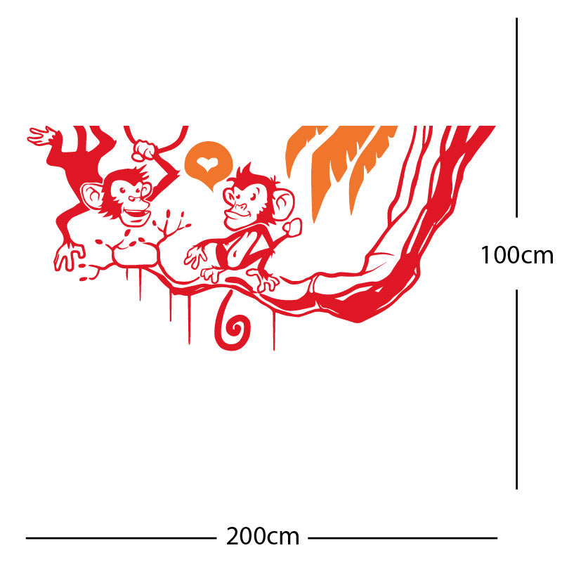 monkey in tree funny wall sticker