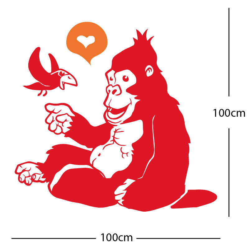 gorilla with bird cute wall sticker