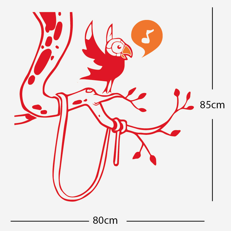 parrot in tree corner wall sticker