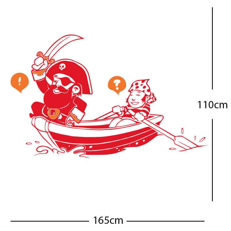 pirate boat and cabin boy wall sticker