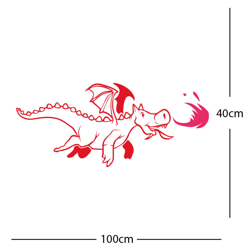 dragon with flames wall sticker
