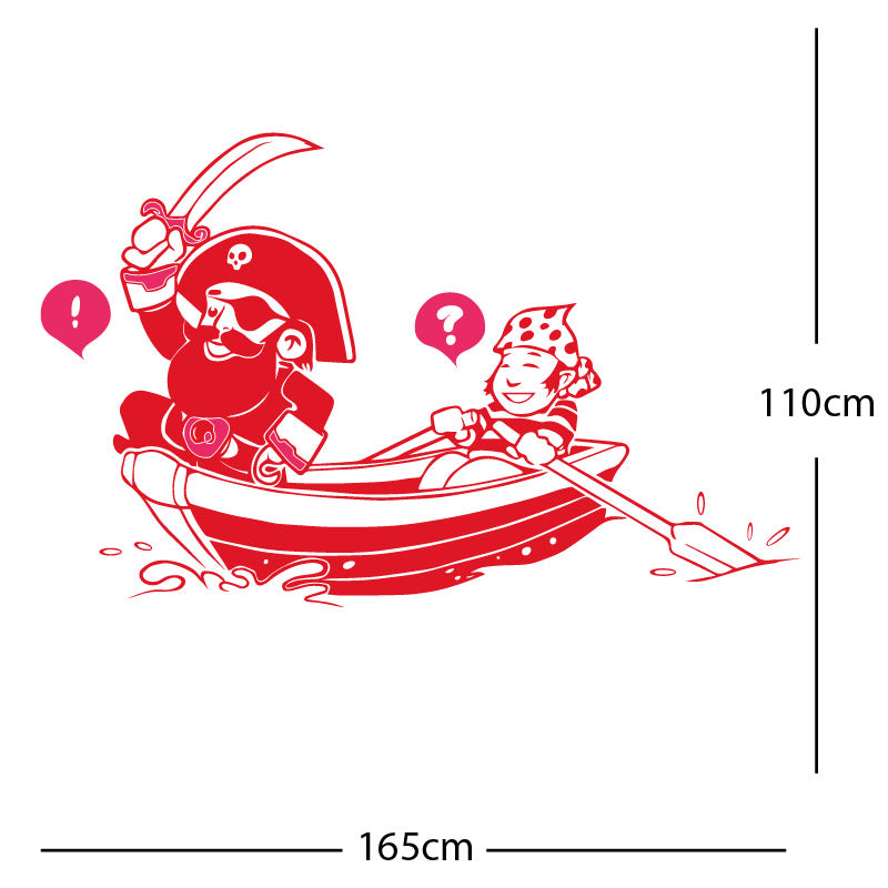 pirate boat and cabin boy wall sticker