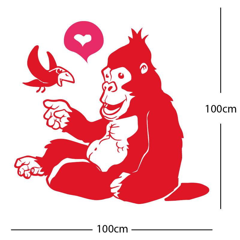 gorilla with bird cute wall sticker