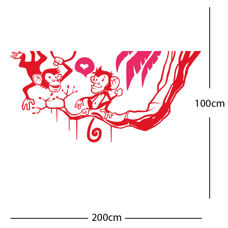 monkey in tree funny wall sticker