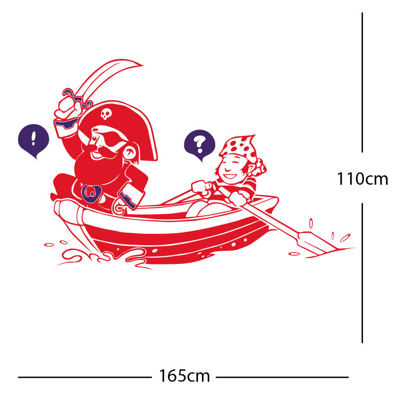 pirate boat and cabin boy wall sticker