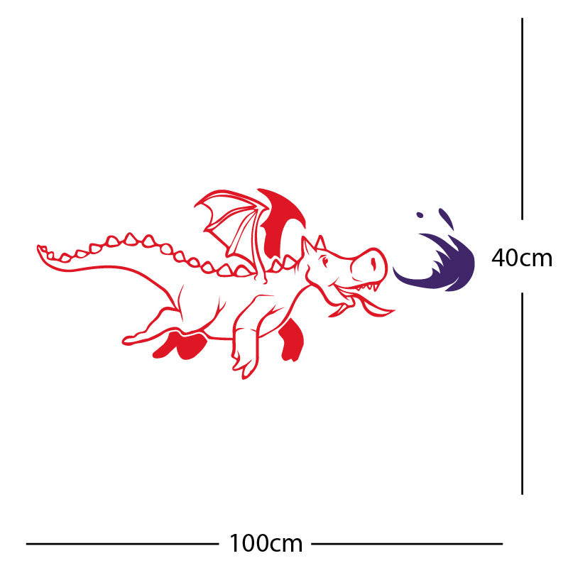 dragon with flames wall sticker