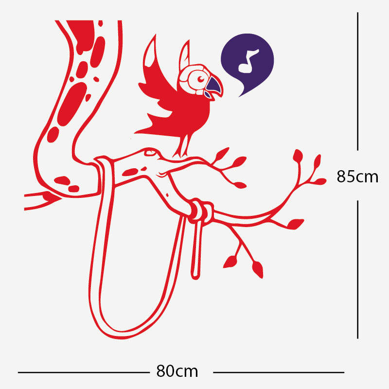 parrot in tree corner wall sticker