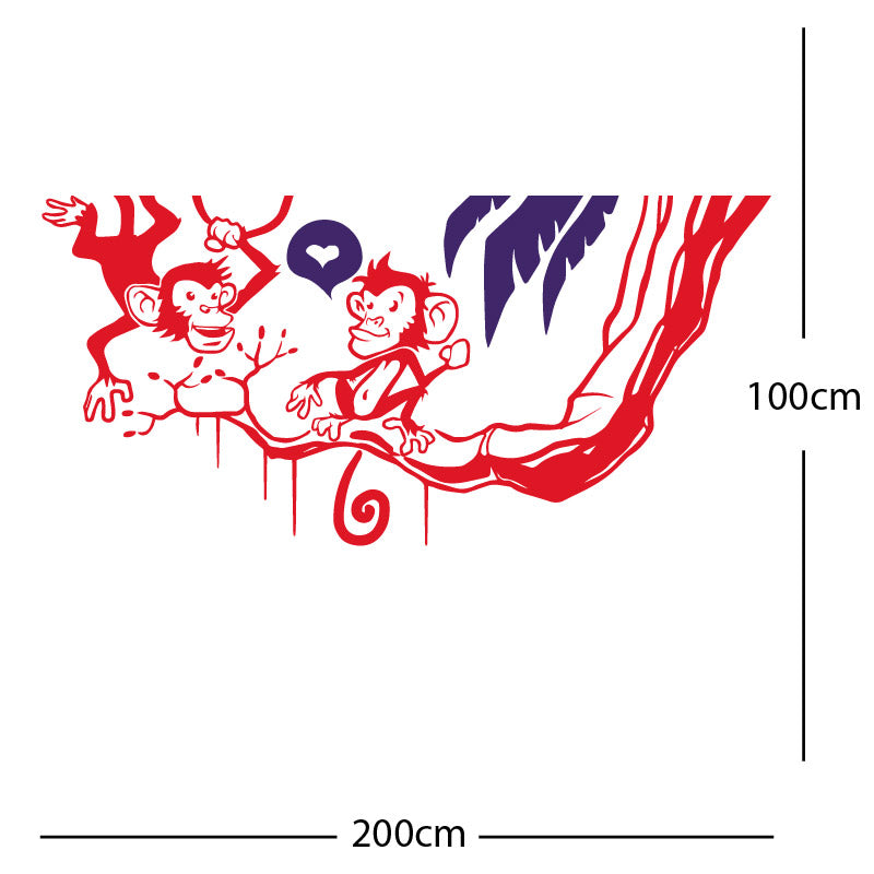 monkey in tree funny wall sticker