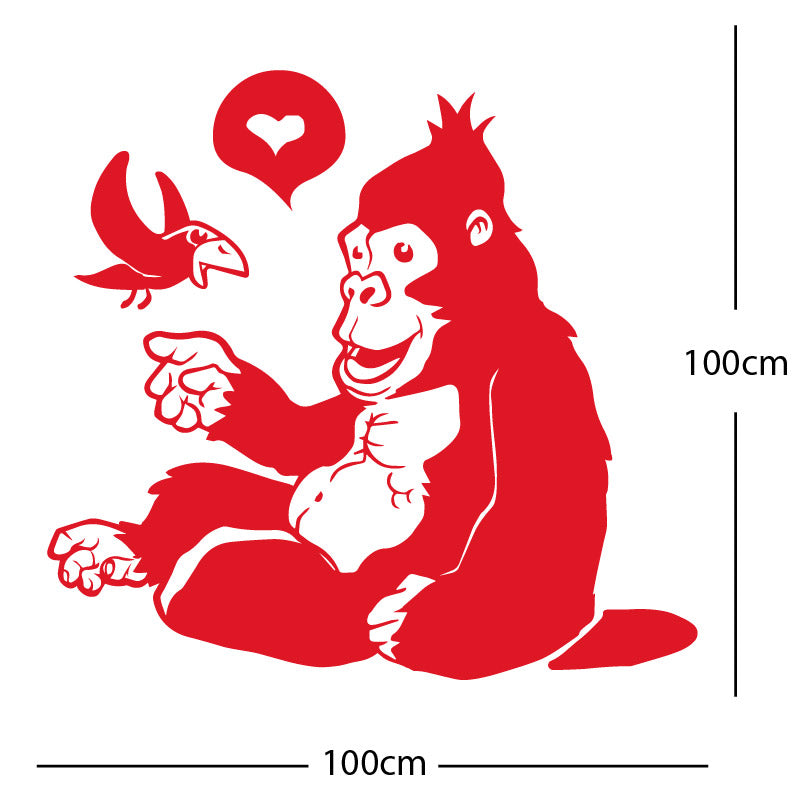gorilla with bird cute wall sticker