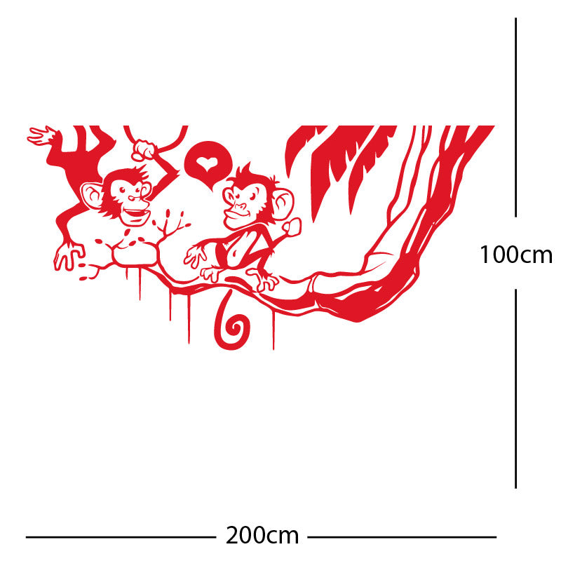 monkey in tree funny wall sticker