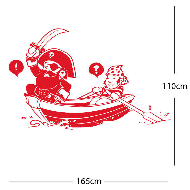 pirate boat and cabin boy wall sticker