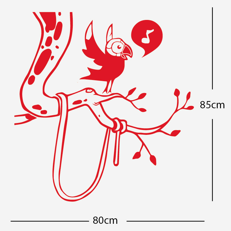 parrot in tree corner wall sticker
